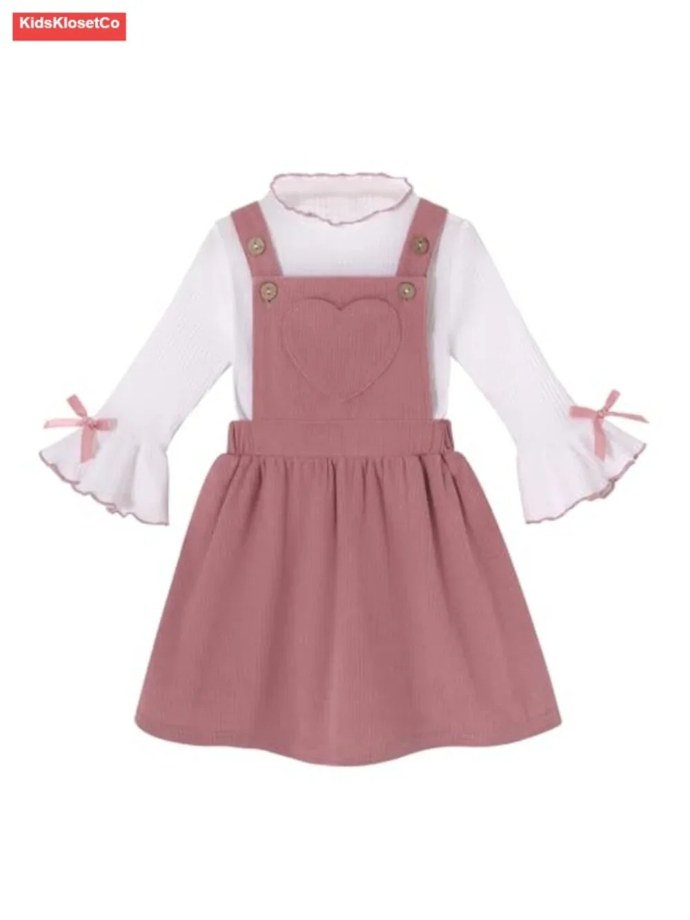 Toddler Girl Fall Overall Dress 2Pcs Corduroy Jumper Outfit
